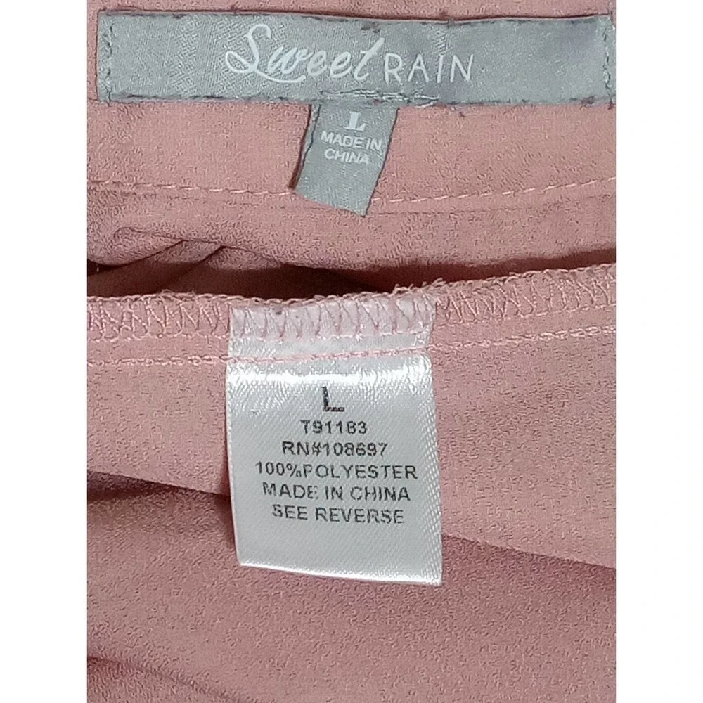 𝅺SWEET Rain Work BLOUSE Antique Rose Pink Navy Cream Top - Picture 7 of 8
